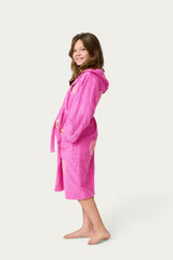 Pink Badú mermaid bathrobe with shell design patches 